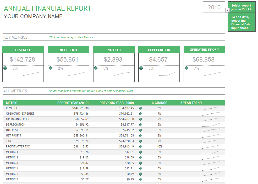 Financial Reports ready to use excel