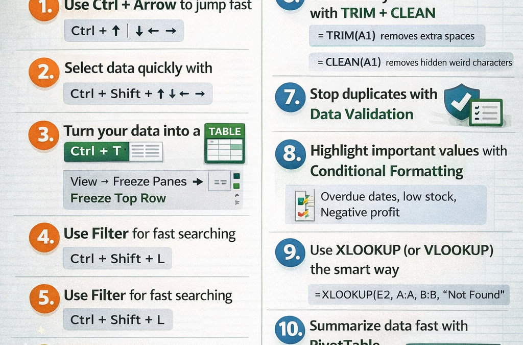 10 Short Excel Tips to Work Faster