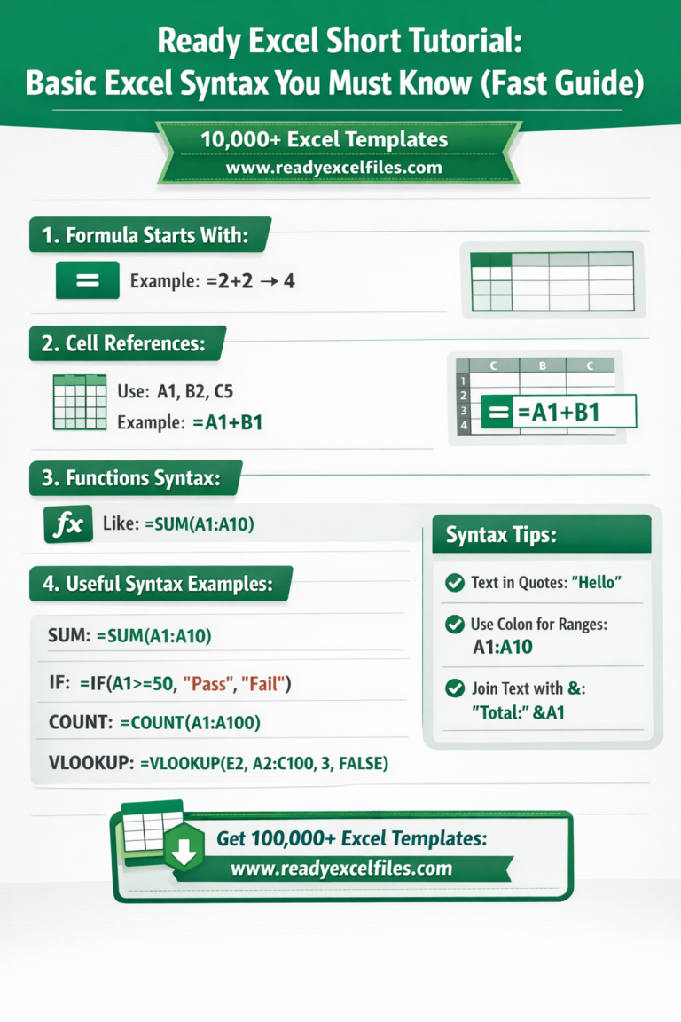 Ready Excel Short Tutorial: Basic Excel Syntax You Must Know (Fast Guide)